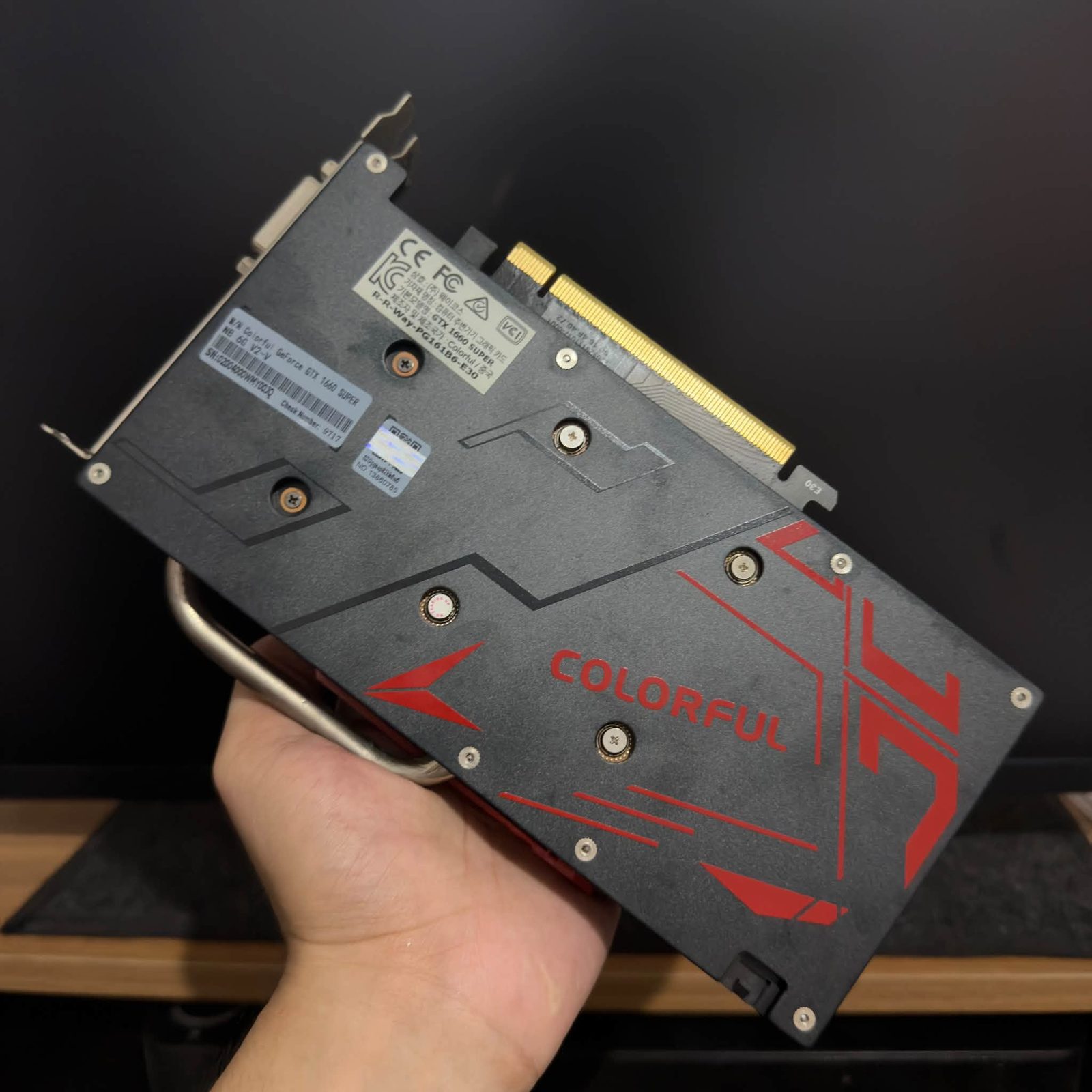 Colorful graphics card backplate before packing