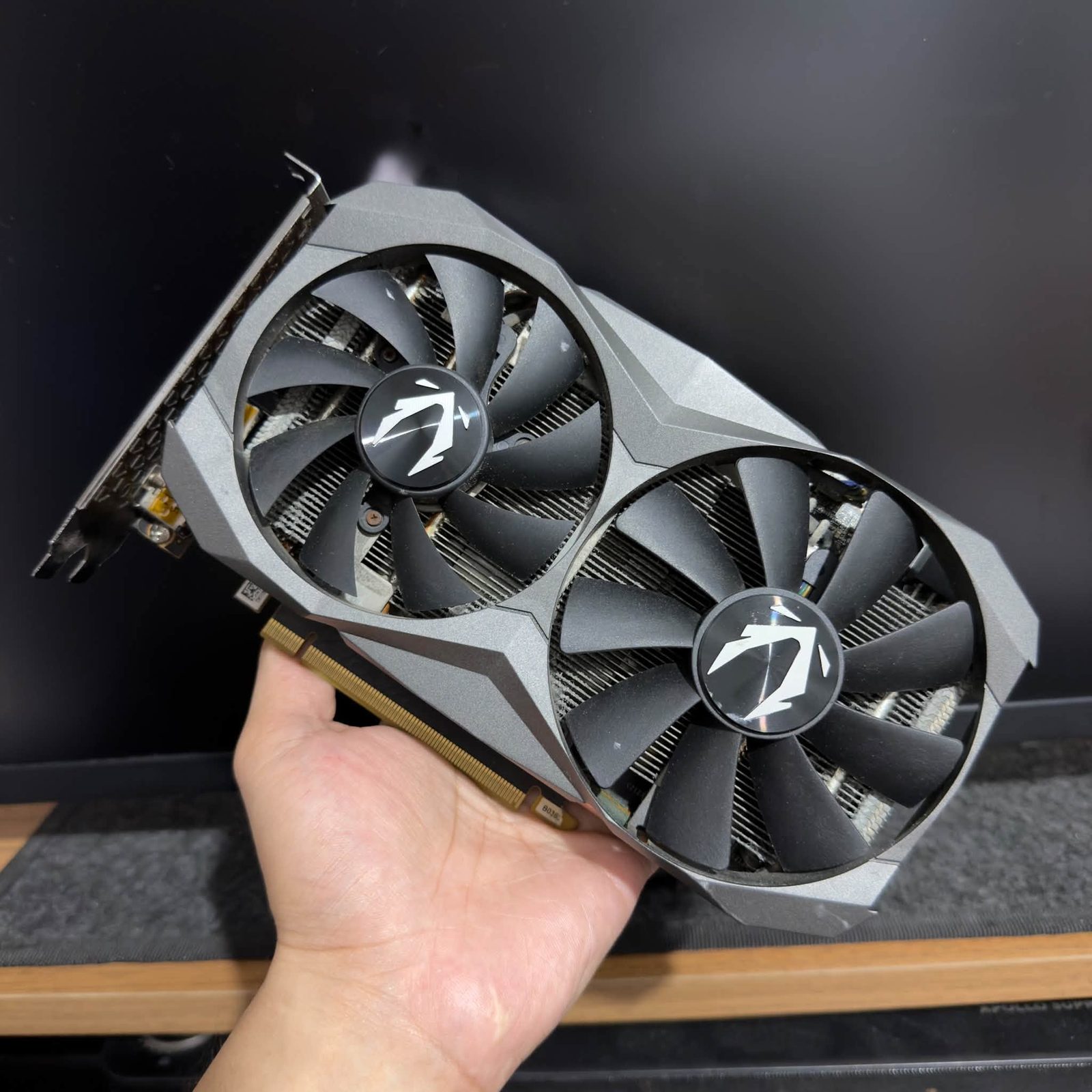 Zotac dual-fan graphics card in hand