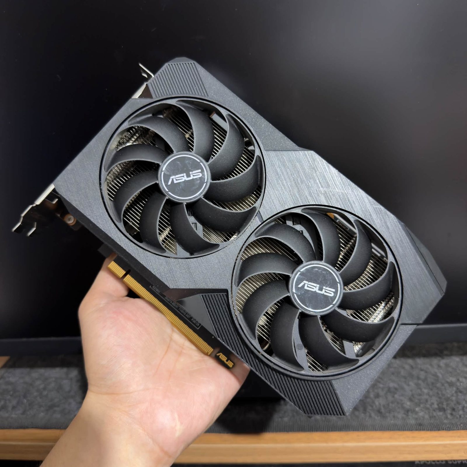 ASUS dual-fan graphics card before packing