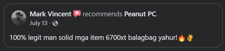 Facebook review by Mark Vincent recommending Peanut PC